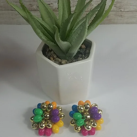 Fashion Jewelry, Vintage multicolor earrings - Picture 2 of 3